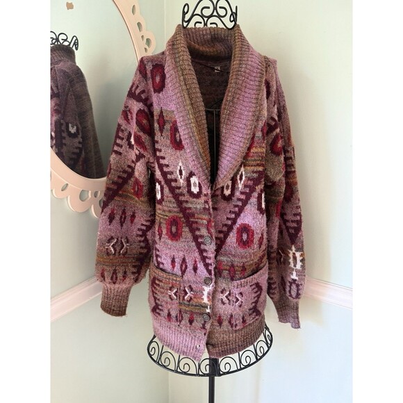 Frye and Co. Sweaters - Frye & Co Medium Sweater Wool Blend Button Up Indian Aztec Ombre